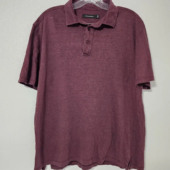 Ermenegildo Zegna Linen Polo Shirt XL Slim Fit Burgundy - Picture 2 of 7